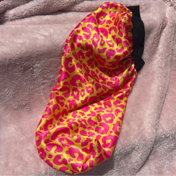 Neon Leopard Satin Bonnet | Hair Wrap for Protective Styles | Bold Sleep Cap - Picture 2 of 2